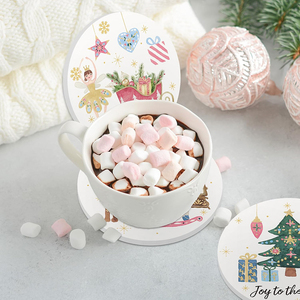 Sous-verres en céramique de Noël, sous-verres à boissons, motif casse-noisette, hiver, absorbants, pour la maison, la cuisine, les fêtes, la décoration de <span class=keywords><strong>table</strong></span> - Product Image 3