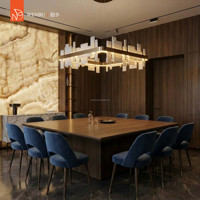 Lustre suspendu contemporain en marbre naturel carré pour villa, salle à manger, salon