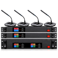 UHF Dijital Kablosuz Konferans Mikrofon Sistemi DQPSK 520-930MHz Gerçek Çeşitlilik 100m Uzun Menzilli Güvenli Konferans Ses Sistemi