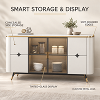 WYRAX Hotel Esszimmer-Sideboard Vitrine mit Getönten Glastüren Versteckter Seitenaufbewahrung und Erhöhten Metallbeinen