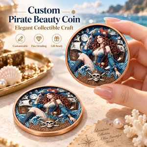 Pièce de monnaie Pirate Sirène en Cuivre Pur 999 de 1 oz et 5 oz, 3D en Relief, Colorée UV, Effet Proof-like, Cadeau pour les Amateurs de Mythologie Pirate, Artisanat Métallique - Product Image 4