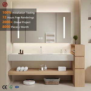 Mueble de Baño Moderno GINO de 48 Pulgadas con Lavabo Flotante de Cerámica, Espejo Inteligente para Comedor, Hotel o Dormitorio - Product Image 1
