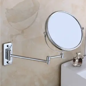 Cermin penata rambut kamar mandi, terpasang di dinding dua sisi dapat dilipat kaca pembesar toilet 3 kali cermin kosmetik