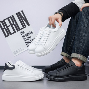 New Men's Solid White <b>Sneakers</b> Spring Thick-soled Lightweight Anti-slip Height-increasing Casual Couple's <b>Sneakers</b> Students 2025 - Product Image 1