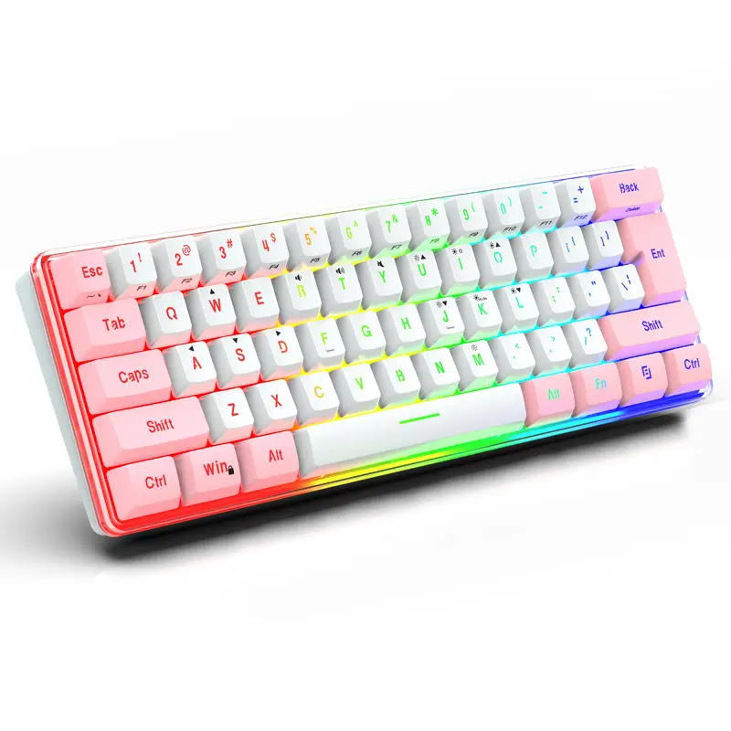 60% RGB Backlight Wired Gaming 61 Keys Duplex color blocking keyboard type-c receiver removable wired Laptop keyboard Gamer