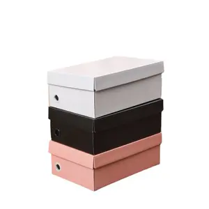 Logo personnalisé emballage pliable en papier kraft vide boîte à chaussures en carton boîte de rangement carrée pour baskets bottes - Product Image 1