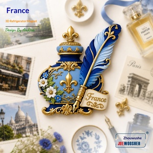 Bouteille d'encre irisée française, stylo plume, aimant 3D pour réfrigérateur, souvenir <span class=keywords><strong>de</strong></span> voyage, cadeau, décoration d'intérieur, fabriqué en Chine - Product Image 2