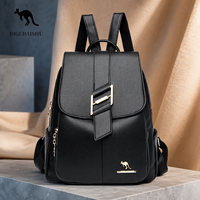 Sac à dos de luxe pour femme en cuir PU de créateur, texture grainée, boucle dorée, mode, OEM ODM, vente en gros, 20 pièces