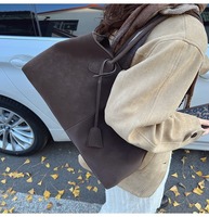 Nuevo Bolso de Mano Tipo Bandolera de Ante Esmerilado Retro Vintage de Alta Calidad para Mujer, Otoño Invierno