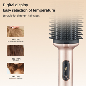 <span class=keywords><strong>Brosse</strong></span> <span class=keywords><strong>ronde</strong></span> chauffante électrique 61 mm, <span class=keywords><strong>brosse</strong></span> thermique avec écran LCD en gros, OEM/ODM disponible pour le coiffage à domicile, volume sans frisottis - Product Image 2