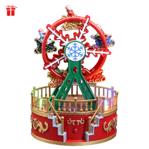 Boîte à musique carrousel cheval de Noël avec lumières LED pour la décoration de bureau à domicile, cadeau pour filles et femmes - Product Image 1