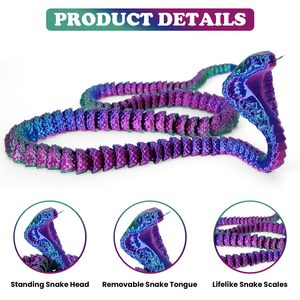 Internet celebrità stile divertente giocattolo stampato in 3D giunte senza serpenti re <span class=keywords><strong>Cobra</strong></span> animali Swing dinosauri hanno fatto materiale plastico congelato - Product Image 4
