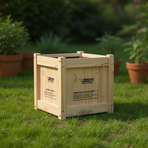 Maceta de madera maciza para jardín, cuadrada, de 15.7 pulgadas, estilo rústico, para uso en exteriores. - Product Image 2