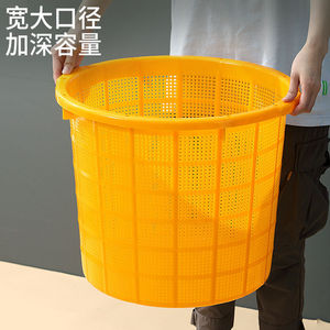 Thickened Plastic Round <b>Basket</b> Large Size With Handle And Cord Hole <b>Stackable</b> For Storage Fruit Vegetable Clothes - Product Image 4