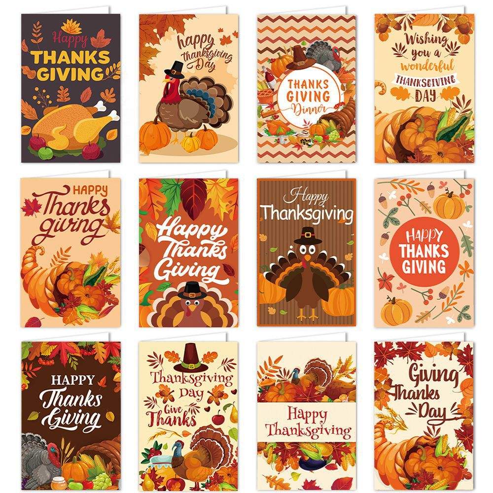 Carte de vœux de Thanksgiving 24 pièces/ensemble