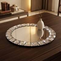 Assiettes de Présentation Modernes en Verre Argenté Écologiques avec Bordure Diamantée Effet Miroir pour Mariage, Anniversaire, Halloween, Noël, Fêtes et Événements