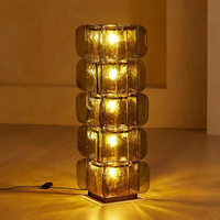 Lampadaire Moderne de Luxe en Acier Inoxydable et Verre, Empilable, Vert Texturé, pour Projet Hôtelier, Salon, Villa