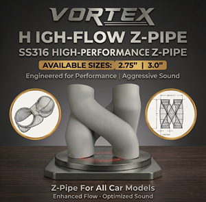 Tubo de escape cruzado Vortex impreso en 3D, para BMW, Mercedes, Audi, 2.75 y 3 pulgadas, de longitud igualada, de alto flujo, componente de escape de carreras. - Product Image 1