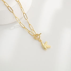 OT 버클 26 글자 펜던트 목걸이 18K 금도금 부드러운 버블 풍선 A-Z 편지 목걸이 쇄골 링크 체인 쥬얼리 - Product Image 4