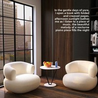 Fauteuil individuel moderne et minimaliste en velours et laine d'agneau pour petit appartement, chambre, salon, balcon, hôtel