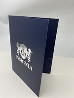 Carpeta de Documentos Personalizada para Oficina, Color Azul Marino, con Logotipo Plateado Estampado en Caliente