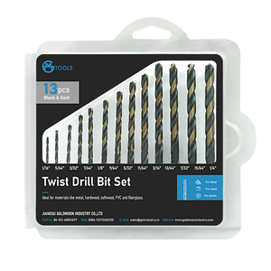<span class=keywords><strong>13</strong></span> miếng Xoắn khoan <span class=keywords><strong>bit</strong></span> đặt HSS khoan <span class=keywords><strong>bit</strong></span> đầy đủ mặt đất 1/16 để 1/4 vòng Shank Glod và kết thúc màu đen - Product Image 1