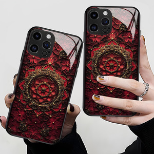 Cover per Telefono in Vetro Temperato Stile Cortese con Motivi Floreali per iPhone 17, Custodia Retrò in TPU per iPhone 16 15 14 13 12 11 Pro Max - Product Image 3