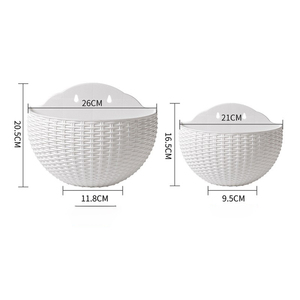 Jardinière murale semi-circulaire <span class=keywords><strong>en</strong></span> rotin et plastique, panier mural demi-rond pour décoration intérieure et extérieure - Product Image 6
