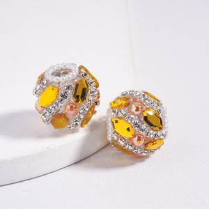 ลูกปัดลูไซต์ประดับด้วยคริสตัลทรงกลมและไข่มุกครึ่งเปลือกในสีผสม  พร้อมสายไข่มุกสีขาวใสสำหรับตกแต่งปากกา - Product Image 4