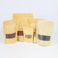 Customized Professional Biodegradable Seal Food Paper Bag Candy Coffee Pouch Kraft Paper Flat Bottom Pouch Plain with Window