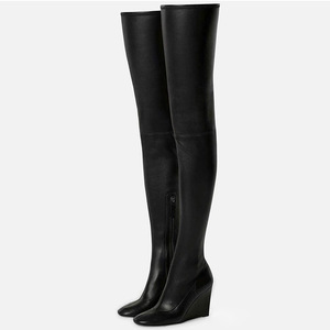 Bottes à talons hauts pour <span class=keywords><strong>femme</strong></span> Xinzirain, sur mesure, pour l'hiver, grande taille 44, bout rond, fermeture éclair latérale, bottes à talons compensés pour <span class=keywords><strong>femme</strong></span> - Product Image 1