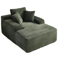 Chaise longue modulaire en velours côtelé à larges côtes, canapé paresseux en mousse compressée avec accoudoirs et coussins