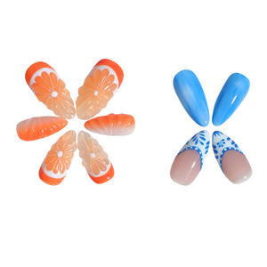 10 pièces/ensemble été conceptions à la mode rafraîchissant vent 3D Simulation Ombre <span class=keywords><strong>Orange</strong></span> Cool à la main presse sur les ongles - Product Image 3