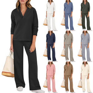 Quần Áo thể thao hai mảnh thường ngày cho nữ thời trang thu đông 2025 áo dài tay màu trơn + quần dài - Product Image 6