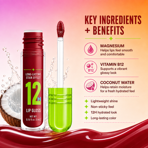 Gloss à lèvres hydratant style K-Beauty, couleur longue tenue 12H, brillance intense, lisse, non collant, hydratant, vitamine B12 - Product Image 4