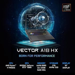 Laptop da Gaming Raider Vector A18 HX 18 Pollici 240Hz QHD AMD Ryzen <span class=keywords><strong>9</strong></span>-9955HX Geforce RTX 5070Ti 32GB DDR5 2TB NVMe SSD M S <span class=keywords><strong>I</strong></span> - Product Image 6