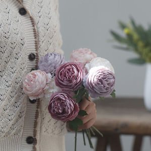 West Lake Butterfly <b>Artificial</b> <b>Peonies</b> Light Purple Silk Flowers 28cm Indoor Decorative Floral Bouquet - Product Image 4