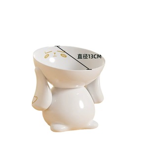 Ceramic Rabbit Bowl For <b>Cats</b> With Neck Support Easy To Clean Slanted Spout Prevents Tipping - Product Image 2