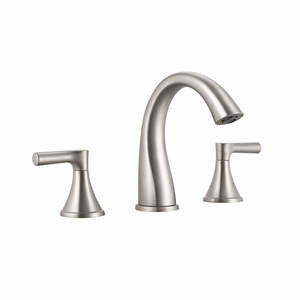 Robinet de lavabo à 3 trous en acier inoxydable nickel brossé, mitigeur eau chaude et froide à double poignée, pour salle de bain et toilettes, directement de l'usine - Product Image 2