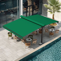 Auvent rétractable double face autoportant, imperméable, pare-soleil extérieur en forme de T pour restaurant