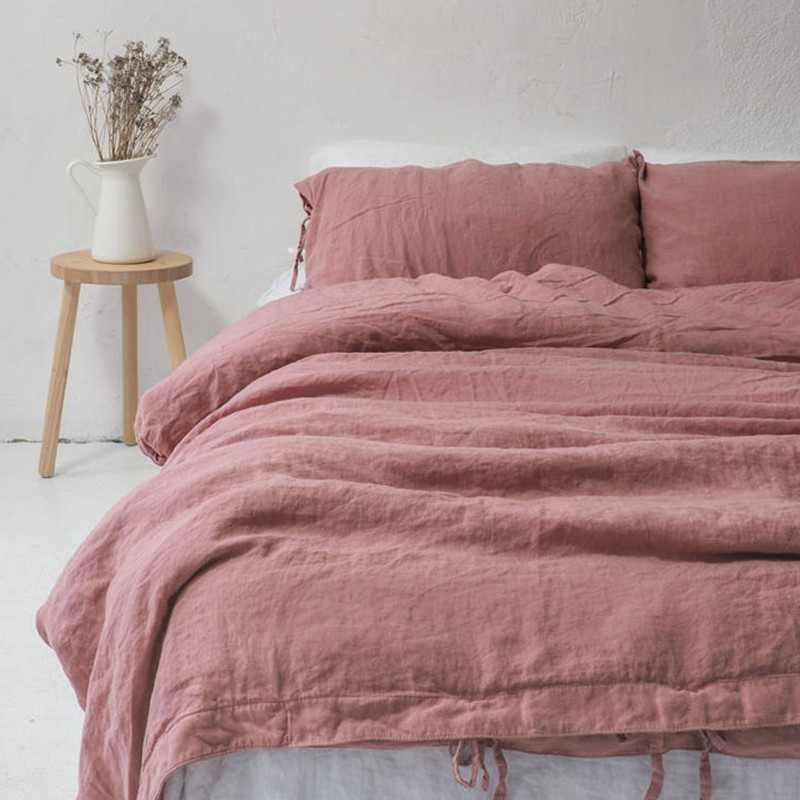 Экологичные воздухопроницаемые Семейные комплекты постельного белья из 100% льна, роскошное постельное белье