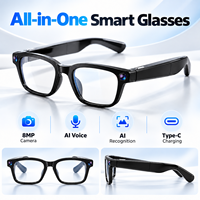Lunettes Caméra IA V03Pro 8MP Vidéo 1200P Anti-tremblement Traduction en temps réel Photochromiques UV400 Type-C 40g Conception Open Ear IP65