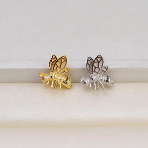 Pendentif baroque en argent S925 fait main, petit collier pour femme avec perle façonnée en forme d'abeille et support vide, accessoire 1433 - Product Image 2