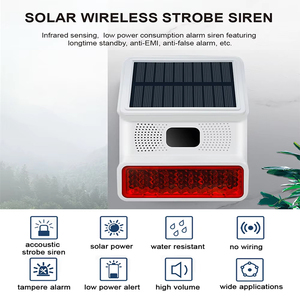 Tuya wifi không dây ngoài trời báo cháy nhấp nháy ánh sáng nhấp nháy 110dB còi báo động 1000mAh pin có thể sạc lại năng lượng mặt trời Hệ thống an ninh nhà - Product Image 2