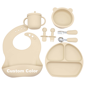 Juego de vajilla ecológica sin BPA para bebés, bonitos cuencos de silicona de grado alimenticio para niños pequeños, plato antideslizante fácil de limpiar, plato para comedor para niños - Product Image 2