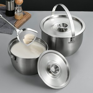 304 Stainless Steel Oil <b>Pan</b> With Lid <b>Large</b> Capacity For Storing Lard In Household Kitchens With Handle - Product Image 1