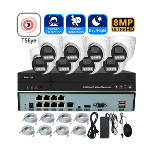 Kit NVR POE TSEye 8 canaux 4K avec caméra dôme 4MP 5MP 8MP, suivi de mouvement humain, double éclairage, vision nocturne couleur intégrale, système de surveillance - Product Image 1