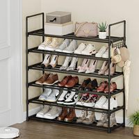 Meuble à chaussures en acier pour la maison, étagère à chaussures 5 niveaux anti-poussière pour dortoir, meuble de rangement réglable en hauteur en métal