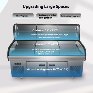 Nhà hàng thương mại thép không gỉ thang Ba nhiệt độ đặt hàng tủ lạnh thịt nướng Ba điều khiển hiển thị mở - Product Image 2