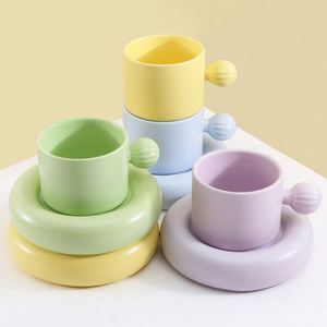 Nordic Style Ins Chubby Coffee Saucer Set Reusable Tea Milk Ceramic Mug With Plate - Product Image 4